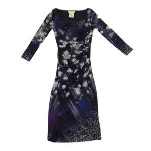 Fuzzi Ruched Purple Tulle Midi Dress Small